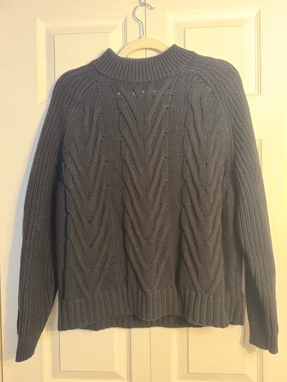 J. Crew black cable knit mock neck sweater size small